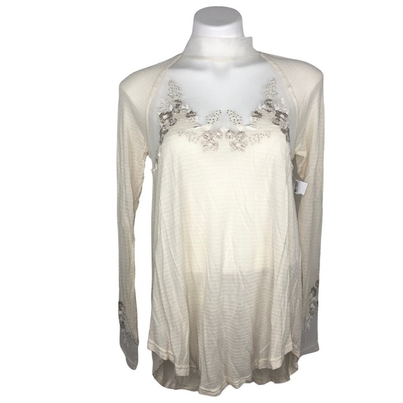 NWT Free People Cream/Ivory Lace Blouse - Picture 1 of 10